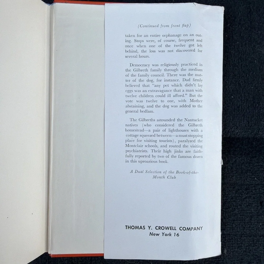 Cheaper by the Dozen HCDJ Frank Gilbreth Ernestine Gilbreth Carey‎ 1st Ed 1949